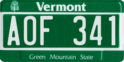 VT license plate AOF341