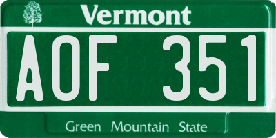VT license plate AOF351