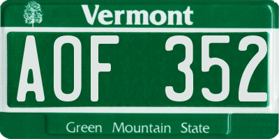 VT license plate AOF352