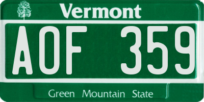 VT license plate AOF359