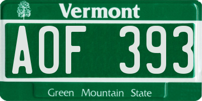 VT license plate AOF393