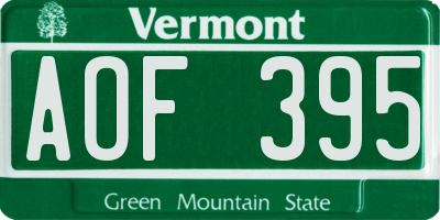 VT license plate AOF395