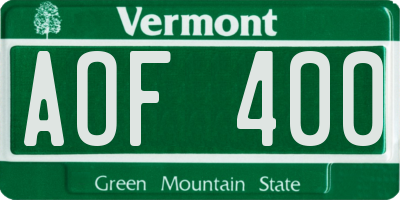 VT license plate AOF400