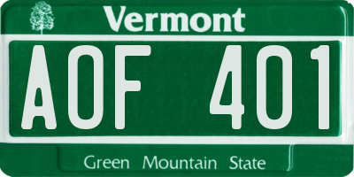VT license plate AOF401