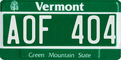 VT license plate AOF404