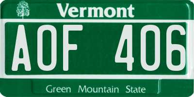 VT license plate AOF406