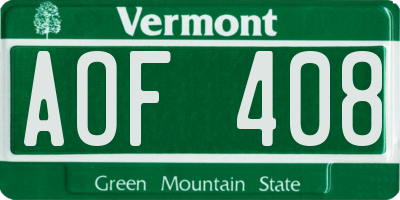 VT license plate AOF408