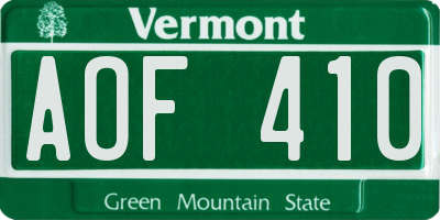 VT license plate AOF410