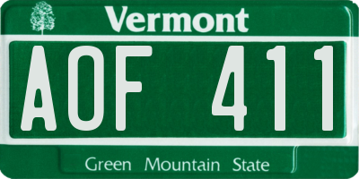 VT license plate AOF411