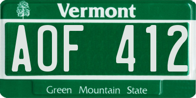 VT license plate AOF412