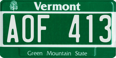 VT license plate AOF413