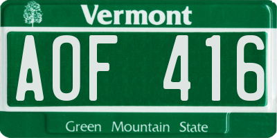 VT license plate AOF416