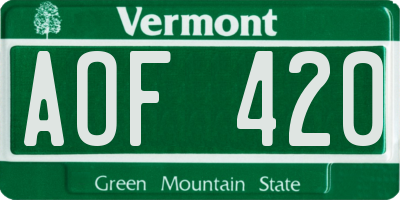 VT license plate AOF420