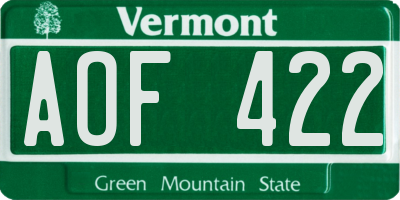 VT license plate AOF422
