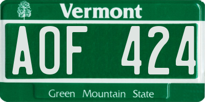 VT license plate AOF424