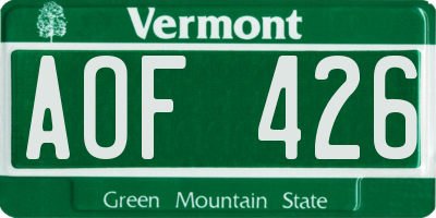 VT license plate AOF426
