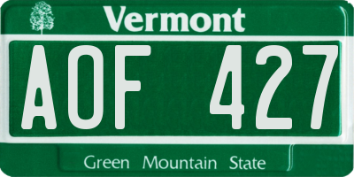 VT license plate AOF427