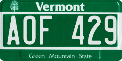 VT license plate AOF429