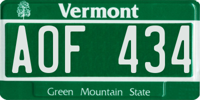 VT license plate AOF434