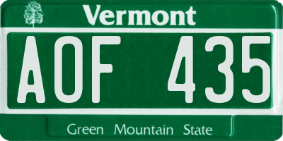 VT license plate AOF435