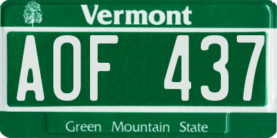 VT license plate AOF437