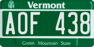 VT license plate AOF438