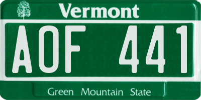 VT license plate AOF441