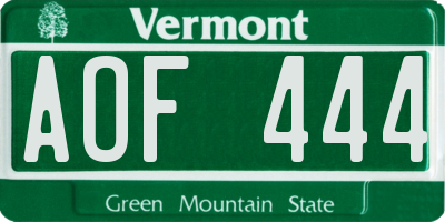 VT license plate AOF444