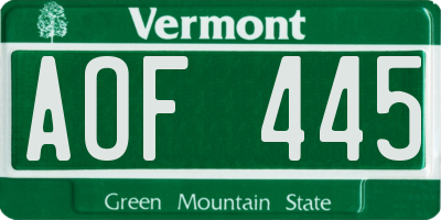 VT license plate AOF445