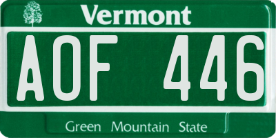 VT license plate AOF446