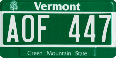 VT license plate AOF447