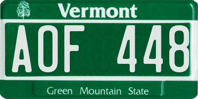VT license plate AOF448