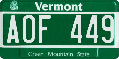 VT license plate AOF449
