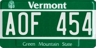 VT license plate AOF454