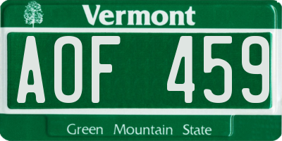 VT license plate AOF459