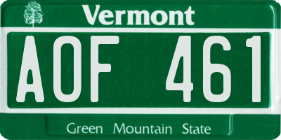 VT license plate AOF461