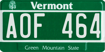 VT license plate AOF464