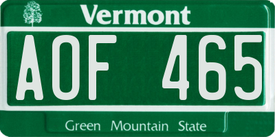VT license plate AOF465