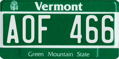 VT license plate AOF466