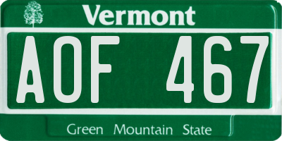 VT license plate AOF467