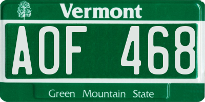 VT license plate AOF468