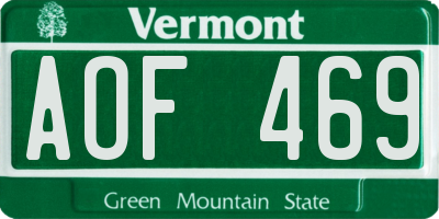VT license plate AOF469