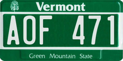 VT license plate AOF471