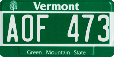 VT license plate AOF473