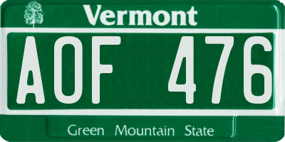 VT license plate AOF476