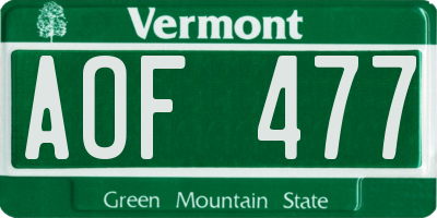 VT license plate AOF477