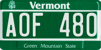 VT license plate AOF480