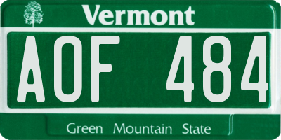 VT license plate AOF484