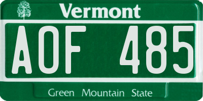 VT license plate AOF485