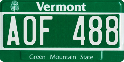VT license plate AOF488
